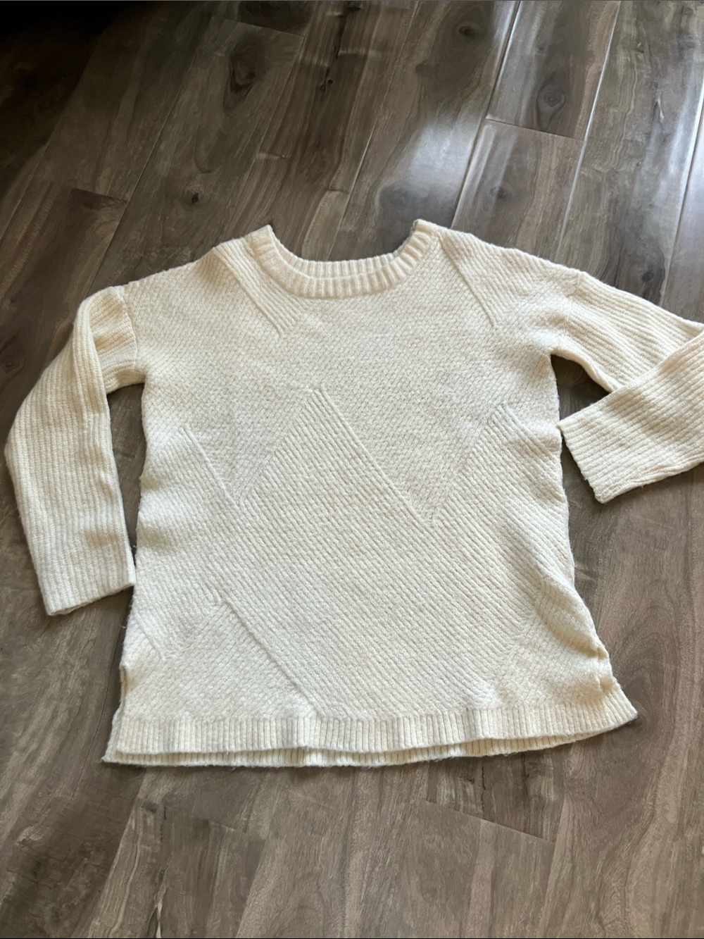IC COLLECTION Cream Textured Crewneck Sweater